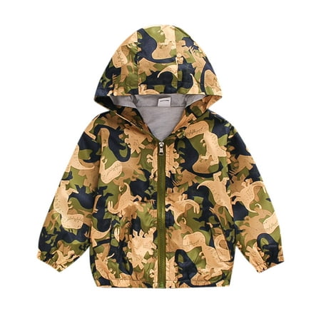 

Dr.Eam Toddler Trench Coats Hooded Toddler Baby Dinosaur Jacket Coat Windbreaker Girls Zipper Outwear Windproof Kids Boys Cartoon Boys Coat&Jacket Outerwear Tops Boys Girls Camouflage 3 Y-4 Y