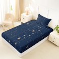 thumbnail image 2 of Manfei Sparkle Stars Print Twin Fitted Sheet,Cute Cartoon Themed Bedding,Navy Blue,2-Piece, 2 of 6