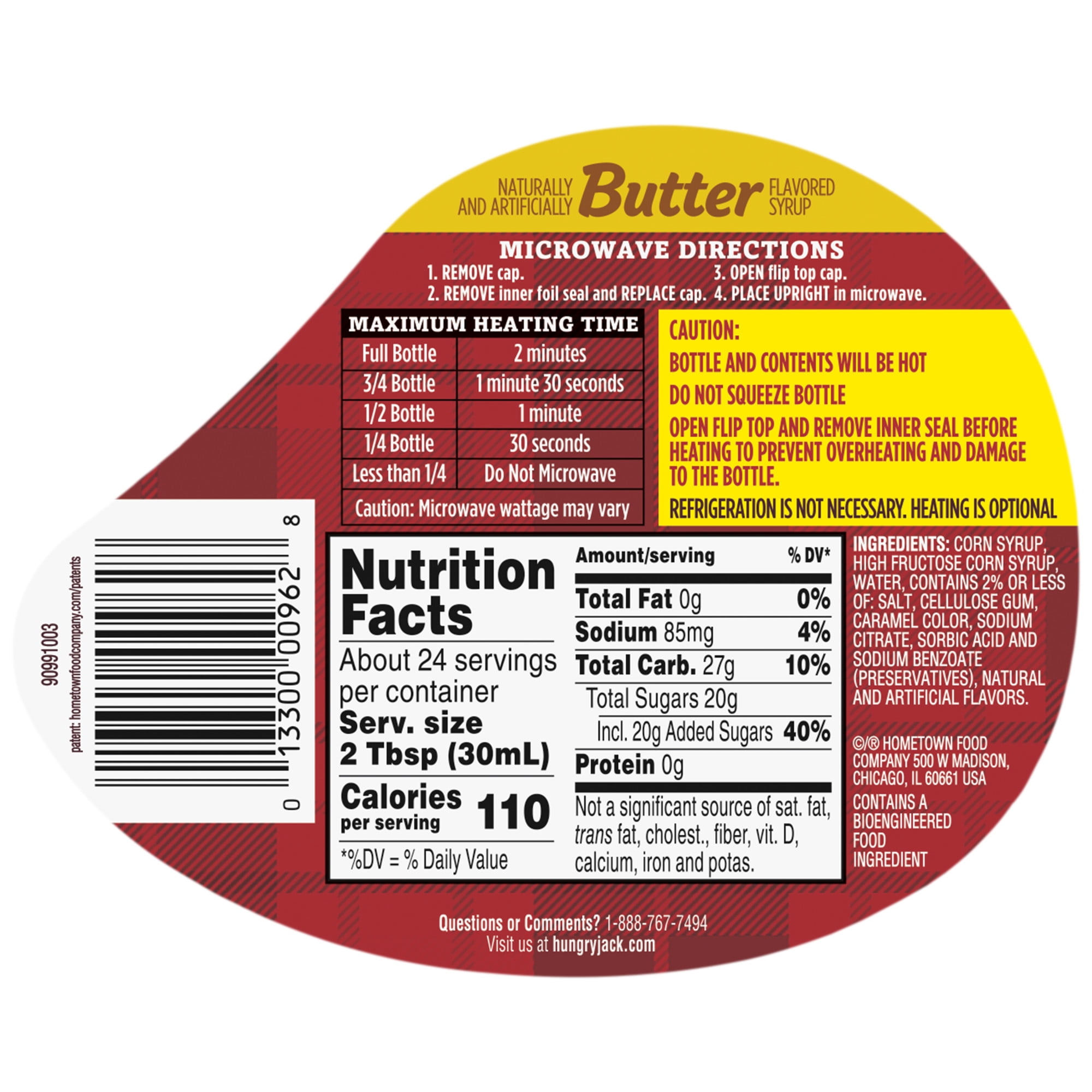(3 pack) Hungry Jack Butter Syrup, 24.0 Fl oz Bottle