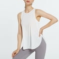 thumbnail image 4 of CAIXIA Racer Back Tank Tops Womens Sleeveless Cropped Tank Tops Crewneck T-Shirt Running Yoga Active Shirts Oversized Racerback Breathable Tee,White, 4 of 8