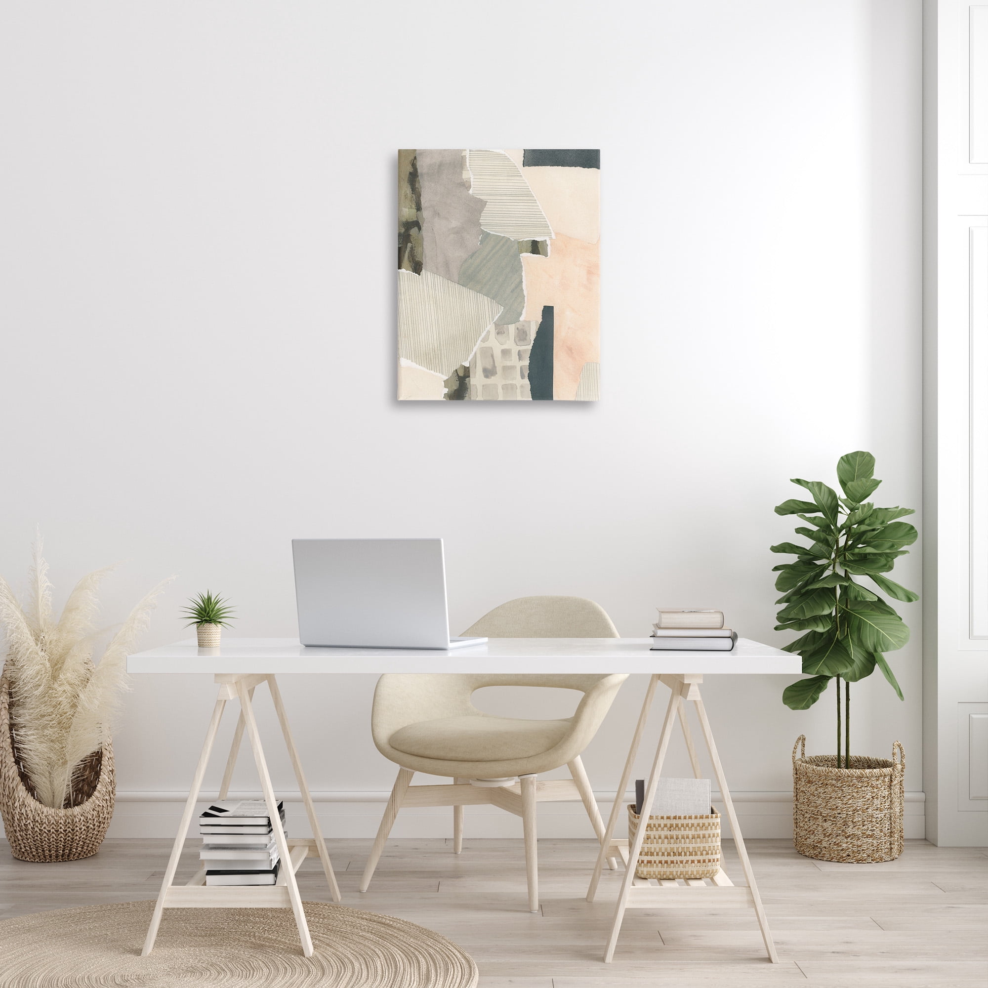 Stupell Industries Asymmetric Neutral Patterns Abstract Painting Gallery Wrapped Canvas Art Print Wall Art, 24 x 30