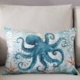 thumbnail image 3 of Teal Nautical Beach Starfish Vintage Throw Pillow Cover, Pillowcase Protectors with Zipper, Breathable Decorative Lumbar Pillow Case Cover, Pillow Shams for Couch Sofa 16x24Inch, 3 of 7