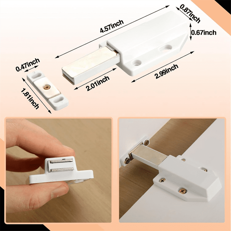 Magnetic Push Latches – 8-Pack Push-to-Open Door Latches, Stable Spring-Loaded Touch Latches For Cabinets, Drawers, Cupboards, Black