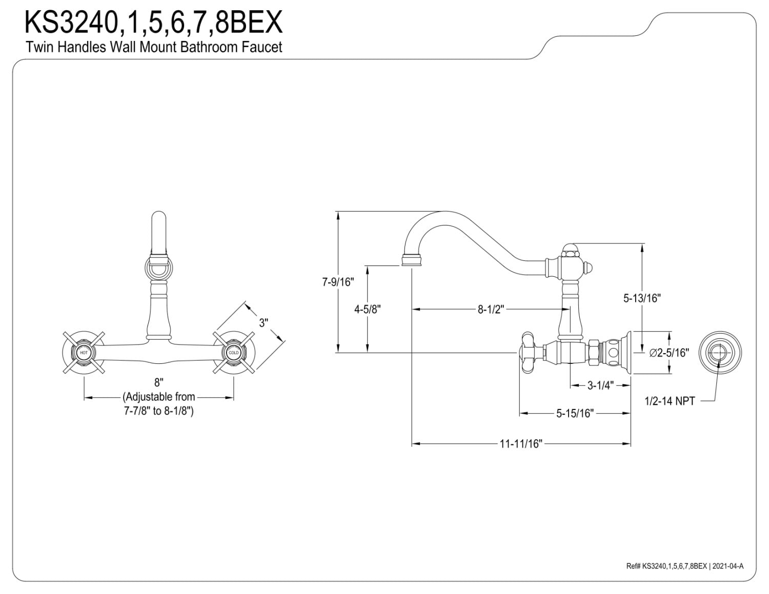 Kingston Brass KS3247BEX Essex Wall Mount Bathroom Faucet, Brushed Brass