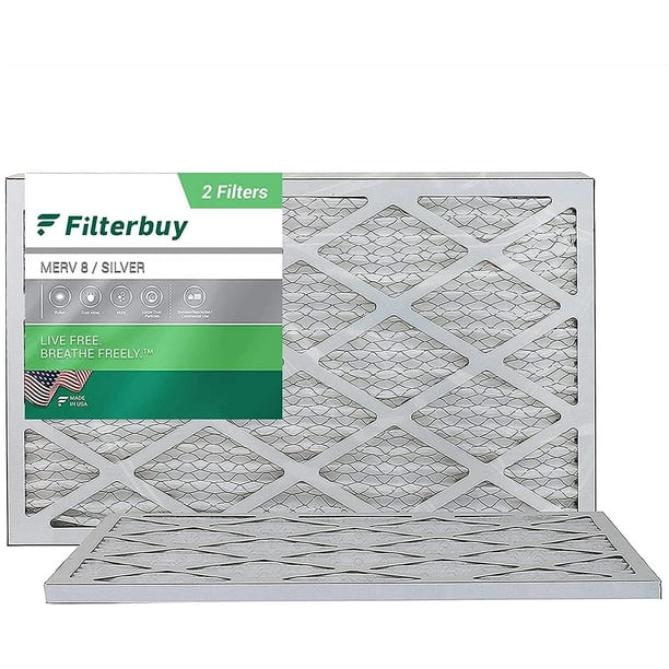 Filterbuy 16x25x1 MERV 8 Pleated HVAC AC Furnace Air Filters (2Pack