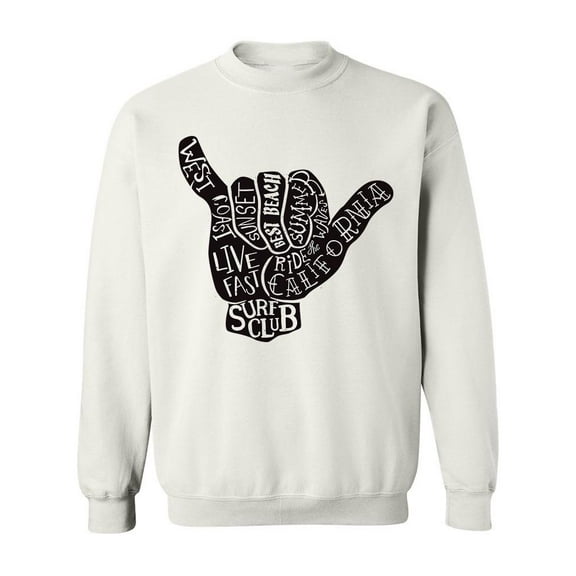 Shaka Hand Sign Sweatshirt Men - Men Sweatshirt, White, Large