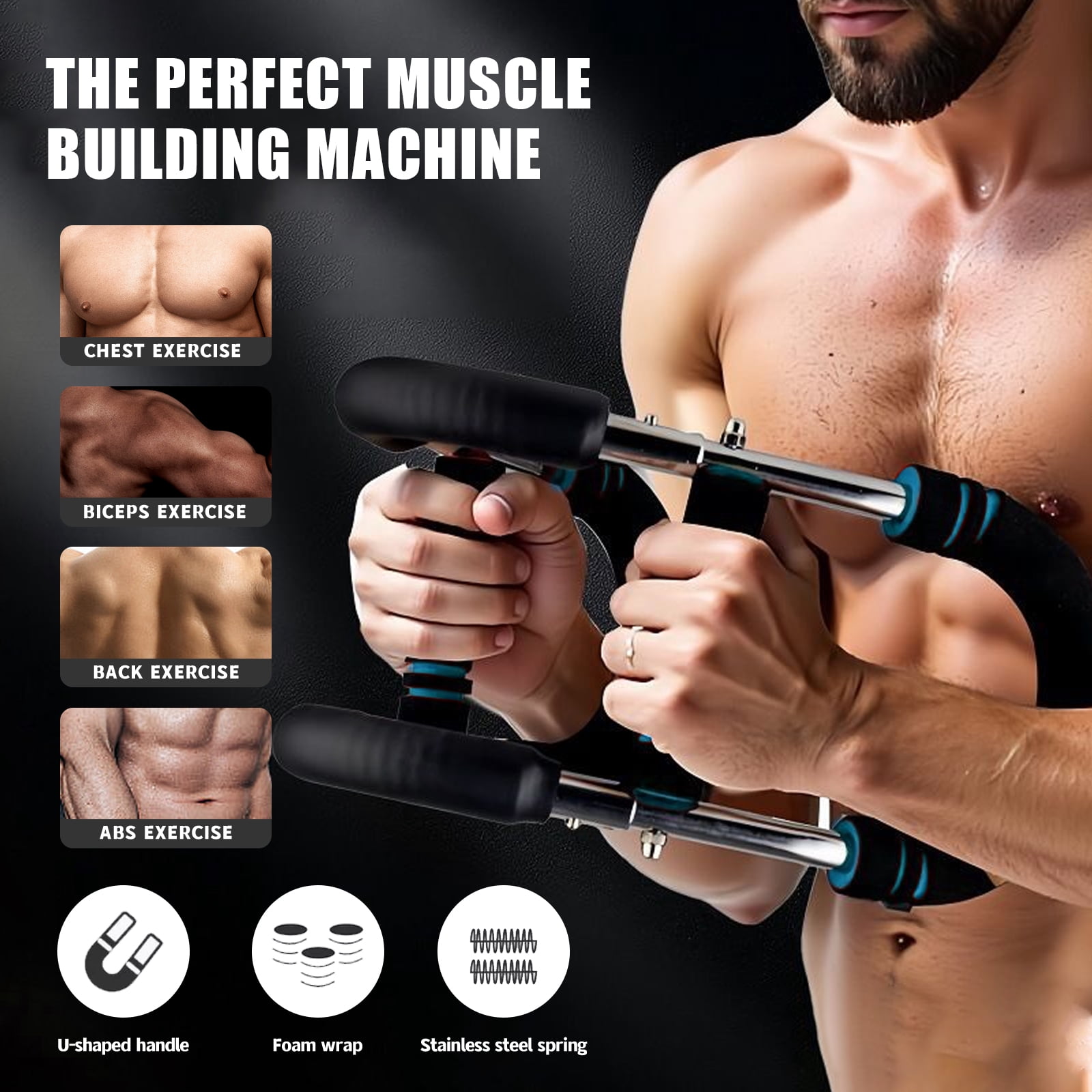 Twister Arm Trainer for Men, 3-Level Adjustable U-Shaped Chest Workout Equipment (65/90/110LB), Arm & Chest Exerciser for Home Gym