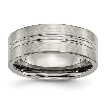 Auriga Fine Jewelry Titanium Brushed and Polished 8mm Grooved Men s Band
