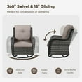 thumbnail image 3 of Planntonneo Outdoor Swivel Gliders Chair Set of 2, Patio Wicker High Back Swivel Rocker Chair with Grey Cushions for Balcony Deck Porch, 3 of 9