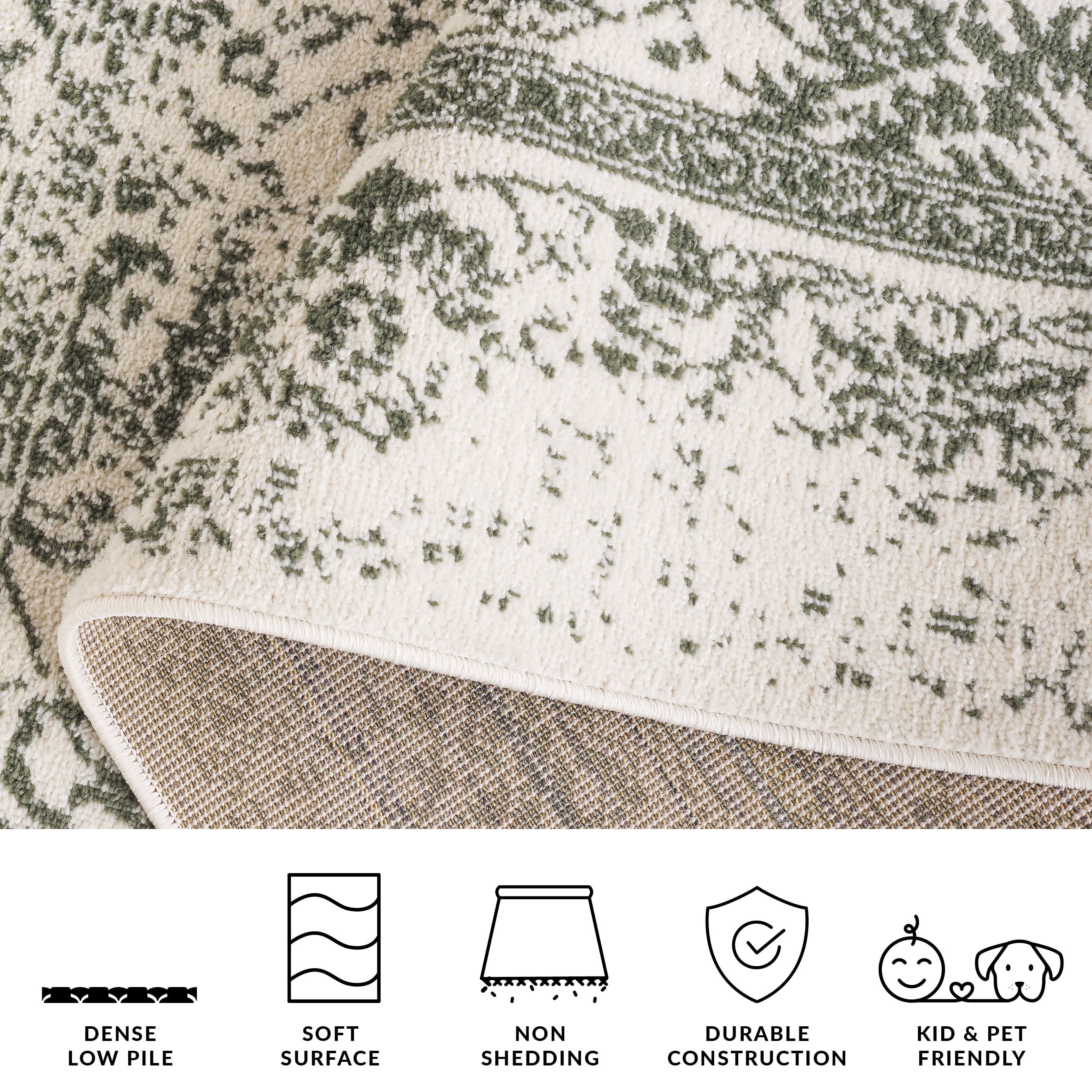 Safavieh Adirondack Wyatt Traditional Distressed Area Rug, Ivory/Dark Green, 4' x 4' Round