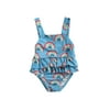 EYIIYE Baby Girls Rainbow Printed Ruffle One-Piece Swimsuit Bathing Suit 0-3 Years