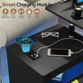 thumbnail image 5 of LED Nightstand with Wireless Charging Station, Bedroom Night Stand with Adjustable Rotary Study Table/Workable, Smart Bedside Table Night Stand with 2 Drawers and 4 Lockable Wheels (Black), 5 of 9