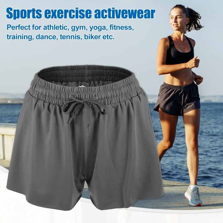 Unique Bargains Women Flowy Running Shorts Casual High