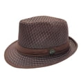 thumbnail image 3 of OOOUM Men Mesh Fedora Hat Solid Band Decor Breathable Straw Hat Lightweight Travel Beach Vacation Sun Hat Coffee, 3 of 4