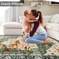 thumbnail image 6 of Machine Washable Area Rug 4' x 6', Non Slip Backing Low Pile Rugs Boho Vintage Foldable Stain Resistant Indoor Carpet for Bedroom Living Room Playroom, Green, 6 of 7