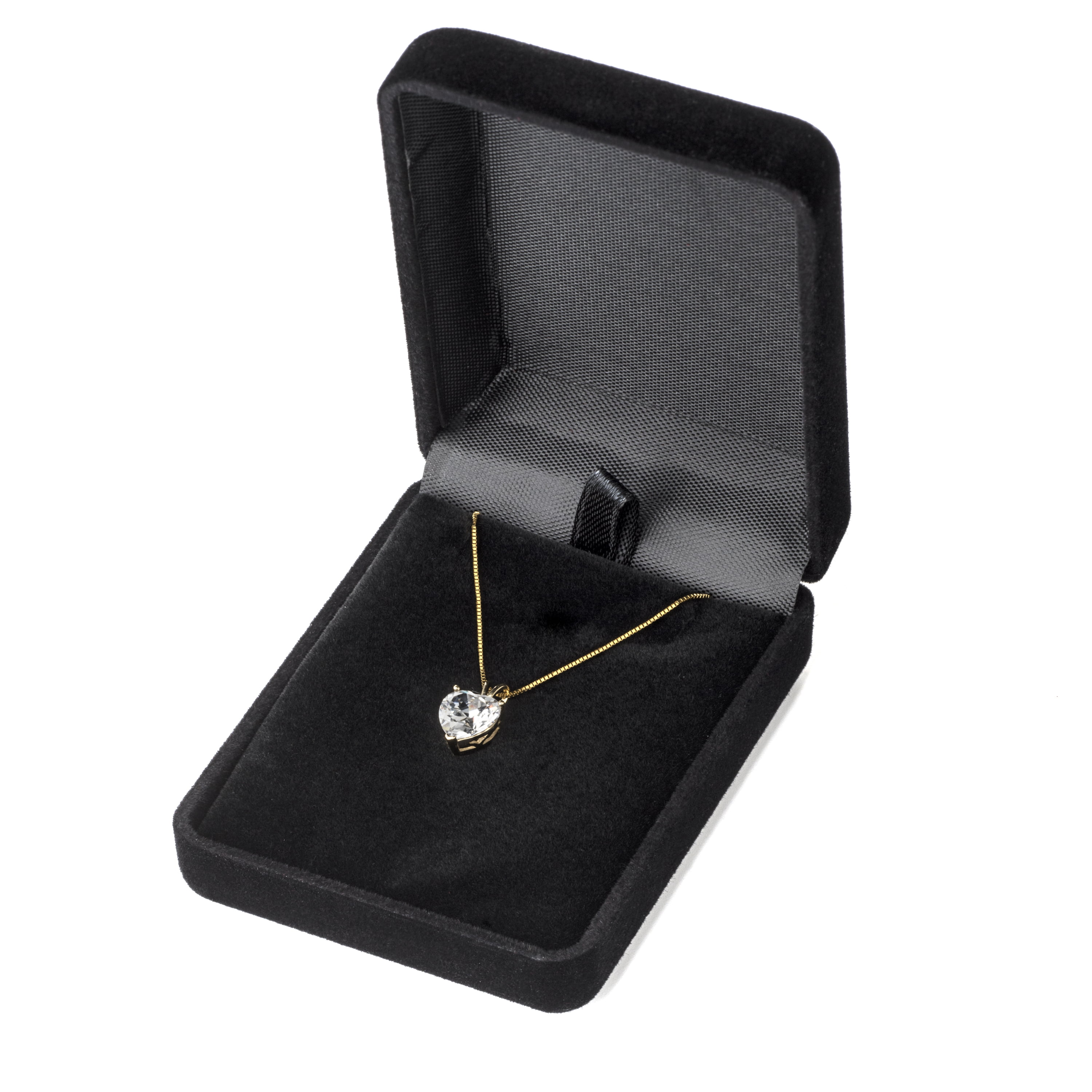 14K Solid Yellow Gold Pendant Necklace 2.0 Carat With Gift Box 18 Inch .60mm Box Link Chain Round Cut Cubic Zirconia Solitaire