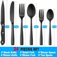 HKEEY 24Piece Black Stainless Steel Cutlery Set, Kitchen Knife, Spoon
