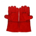thumbnail image 4 of Leather Gloves Dark Red Fireplace Stove Cleaning Gloves Welds Seams Long-Lined Welding Glove Are Extremely Warm, 4 of 4