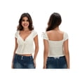 thumbnail image 3 of Michellecmm Women T-shirt, Short Sleeve V Neck Tie-up Solid Ladies Crop Top Summer Tops for Casual Daily, 3 of 10