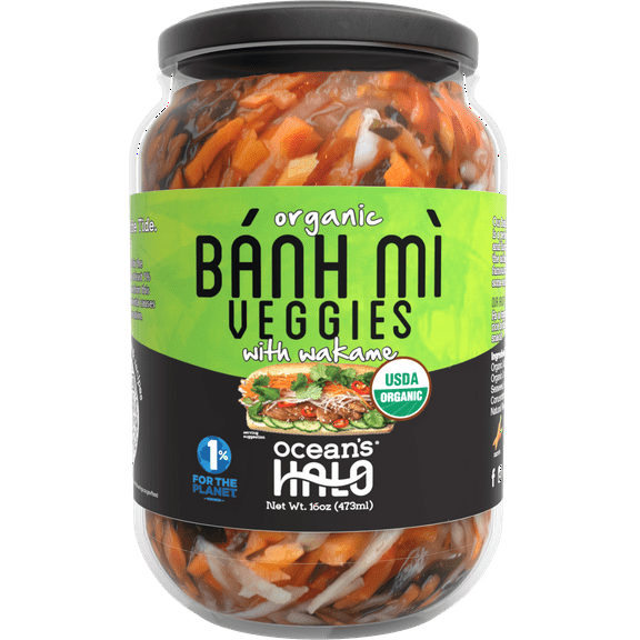 Ocean's Halo Organic Banh Mi Veggies, Crunchy Pickled Shredded Mixed Vegetables, Vegan, 16 oz.