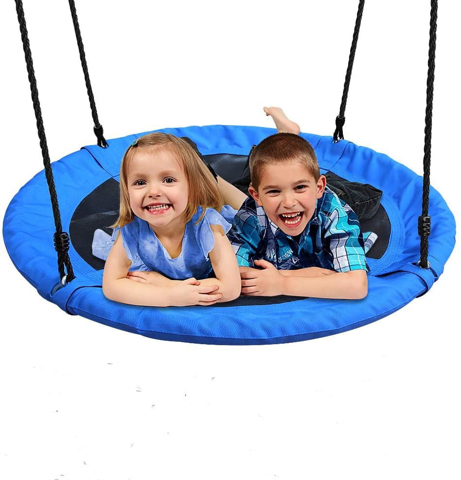 Details about   40" Kids Outdoor Round Net Hanging Rope Nest Tree Swing Children Patio Toys Blue 