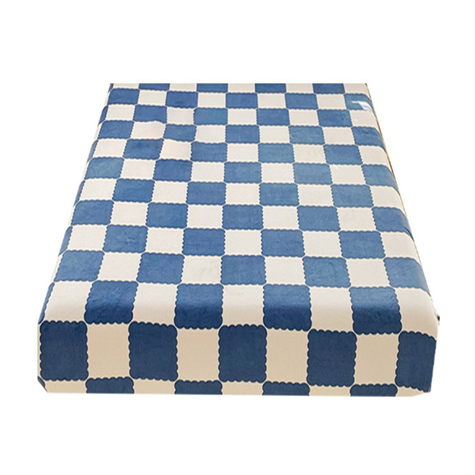 Quilted Fitted Sheet Winter Warm, Checkerboard Pattern Mattress Protector – Breathable Non-Slip Pocket Design, Soft Polyester Bed Cover for Care Bed, Home or Guest Room