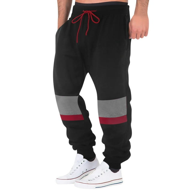 WEAIXIMIUNG Roots Sweatpants Men Men Splicing Printed Overalls Casual Pocket Sport Work Casual Trouser Pants Trousers