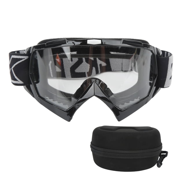 Lentes de PC, relleno de esponja, ajuste ajustable para una conducción segura, gafas de sol para senderismo, marco negro, transparencia transparente, gafas de moto todoterreno con detalles