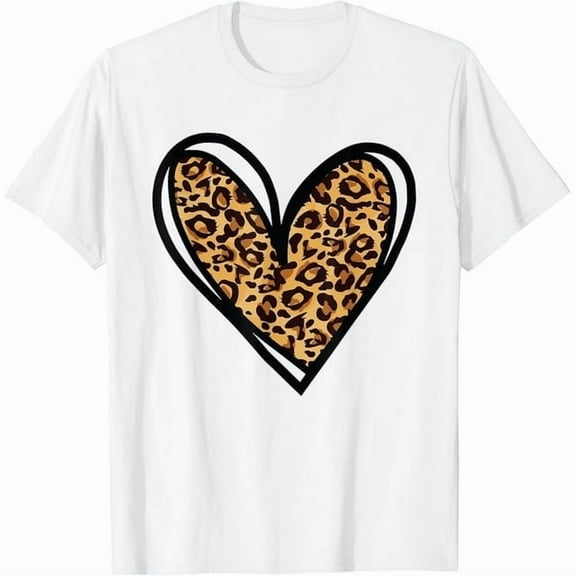 100% cotton tshirts men tee Love Cheetah Leopard Print Heart Valentines Day Girls Women T-Shirt