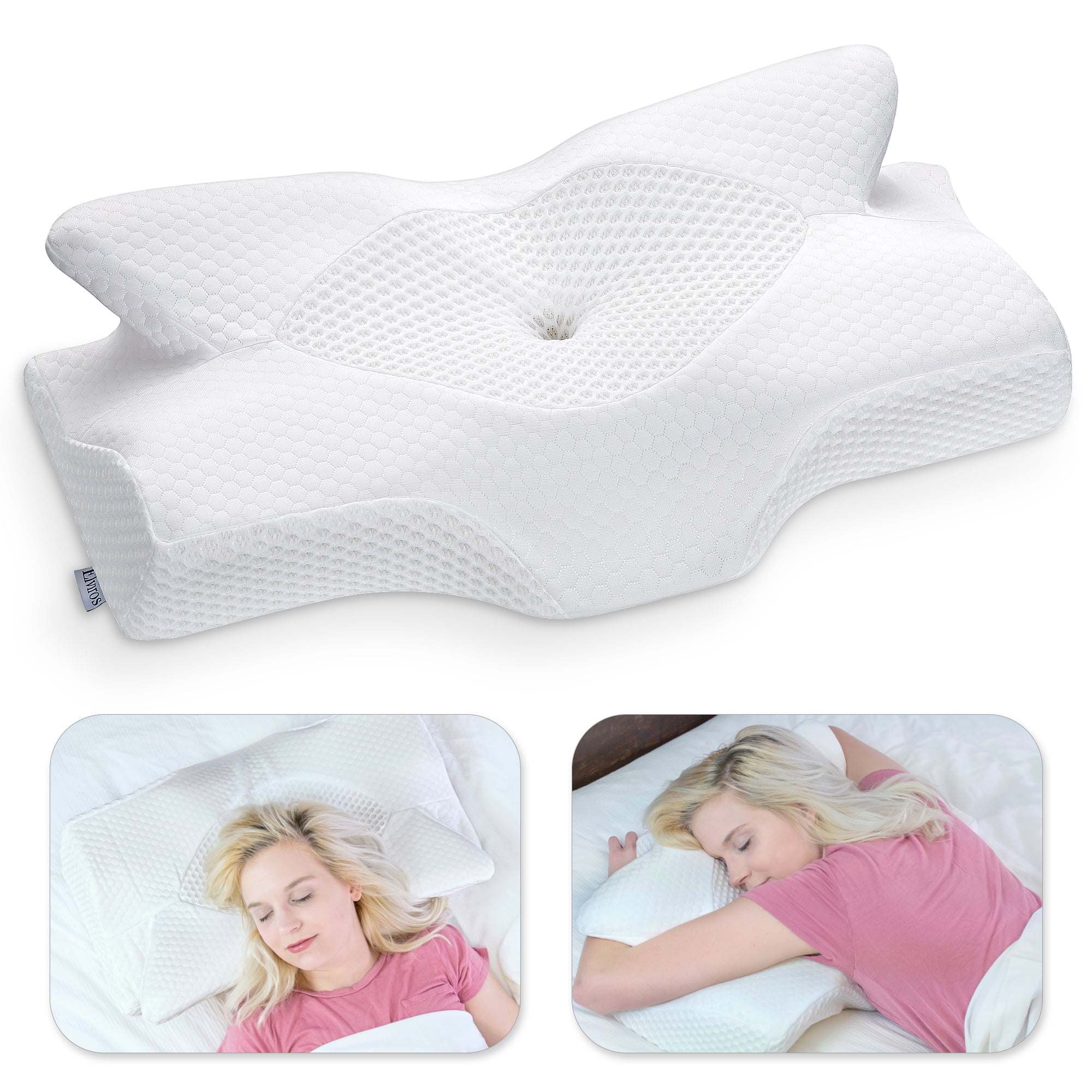 Memory Foam Pillow Butterfly Back Cushion Breathable Bolster Head Waist Support 