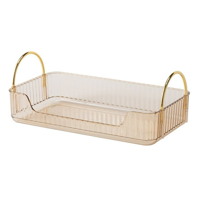 Dosaele Metal Handle Makeup Organizer Makeup Storage Tray with Metal Handle Capacity Countertop Organizer for Neat Organized Cosmetic Storage for Bathroom