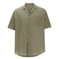 thumbnail image 3 of Yaoyar Mens Shirt Casual Button Down Short Sleeve Cardigan V Neck Regular Fit Lightweight Summer Tops Green,M, 3 of 5
