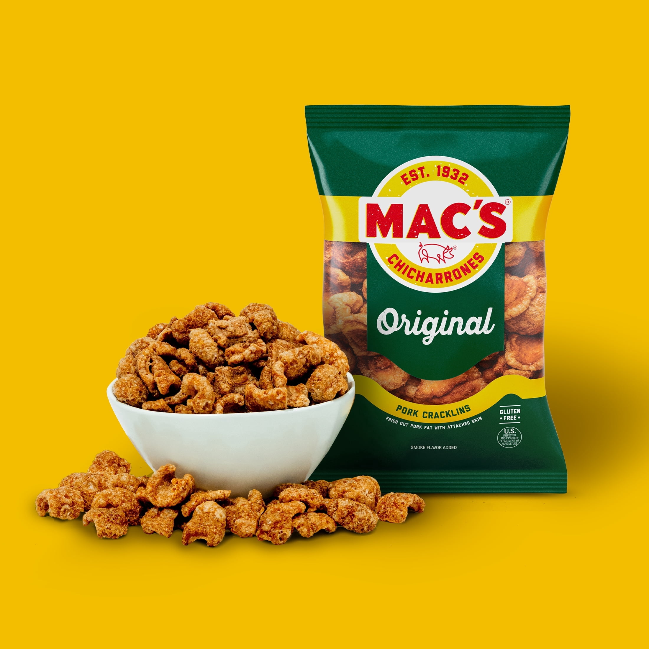 (8 pack) Mac's Original Pork Cracklins, 6.25 Oz.