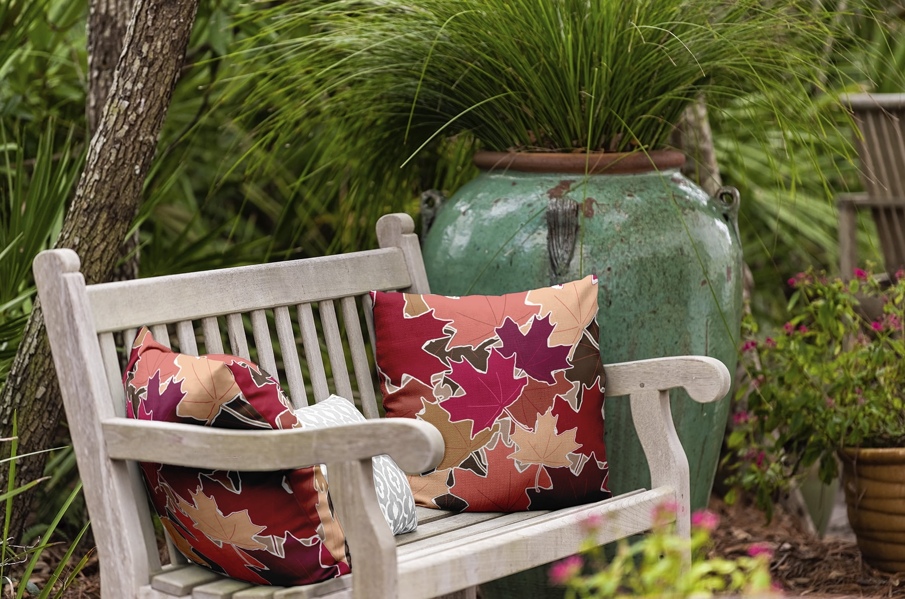20" x 20" Simply Daisy Leaf Pile Polyester Indoor/Outdoor Pillow, Fuschia Qty 1