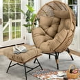 thumbnail image 3 of RADIATA Oversized Wicker Egg Chair with Ottoman, Rattan Lounge Chair for Indoor Outdoor Patio, 440lbs Capacity,Brown, 3 of 10