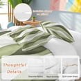 thumbnail image 2 of 3 Piece Sage Green Stripes Duvet Cover Set Queen Size, Microfiber Comforter/Quilt Cover with Corner Ties and 2 Pillowcases, Retro Farmhouse Abstract Ripple All Season Soft Bedding with Zipper Closure, 2 of 8