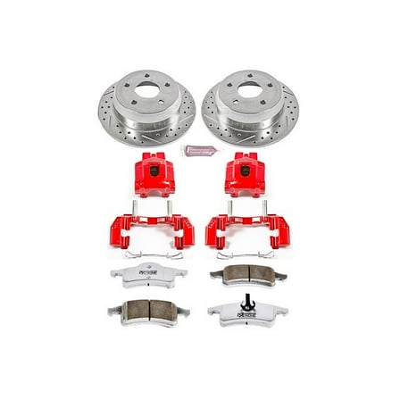 PowerStop Rear Z26 Street Warrior Brake Pad and Rotor Kit with Red Powder Coated Calipers Fits: JEEP Select Models KC2151-26