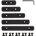 thumbnail image 1 of Paquete de 5 rieles Picatinny de polímero, 5 ranuras, 7 ranuras, 9 ranuras, 11 ranuras, 13 ranuras Accesorios con 10 tuercas en T, 10 tornillos y 1 llave - Negro ER, 1 of 5