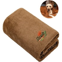 SCRUBIT Pet Blanket for Dogs and Cats, Large Fleece 53” x 31.5” to Keep Your Puppy or Kitten Bed Warm Indoor or Outdoor - Black Paw Print Design - Perfect for Dog Sleep Mat Pad