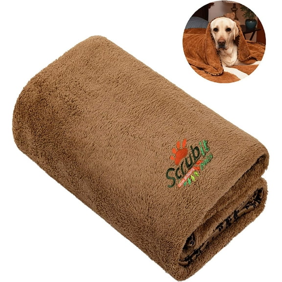 SCRUBIT Pet Blanket for Dogs and Cats, Large Fleece 53” x 31.5” to Keep Your Puppy or Kitten Bed Warm Indoor or Outdoor - Black Paw Print Design - Perfect for Dog Sleep Mat Pad