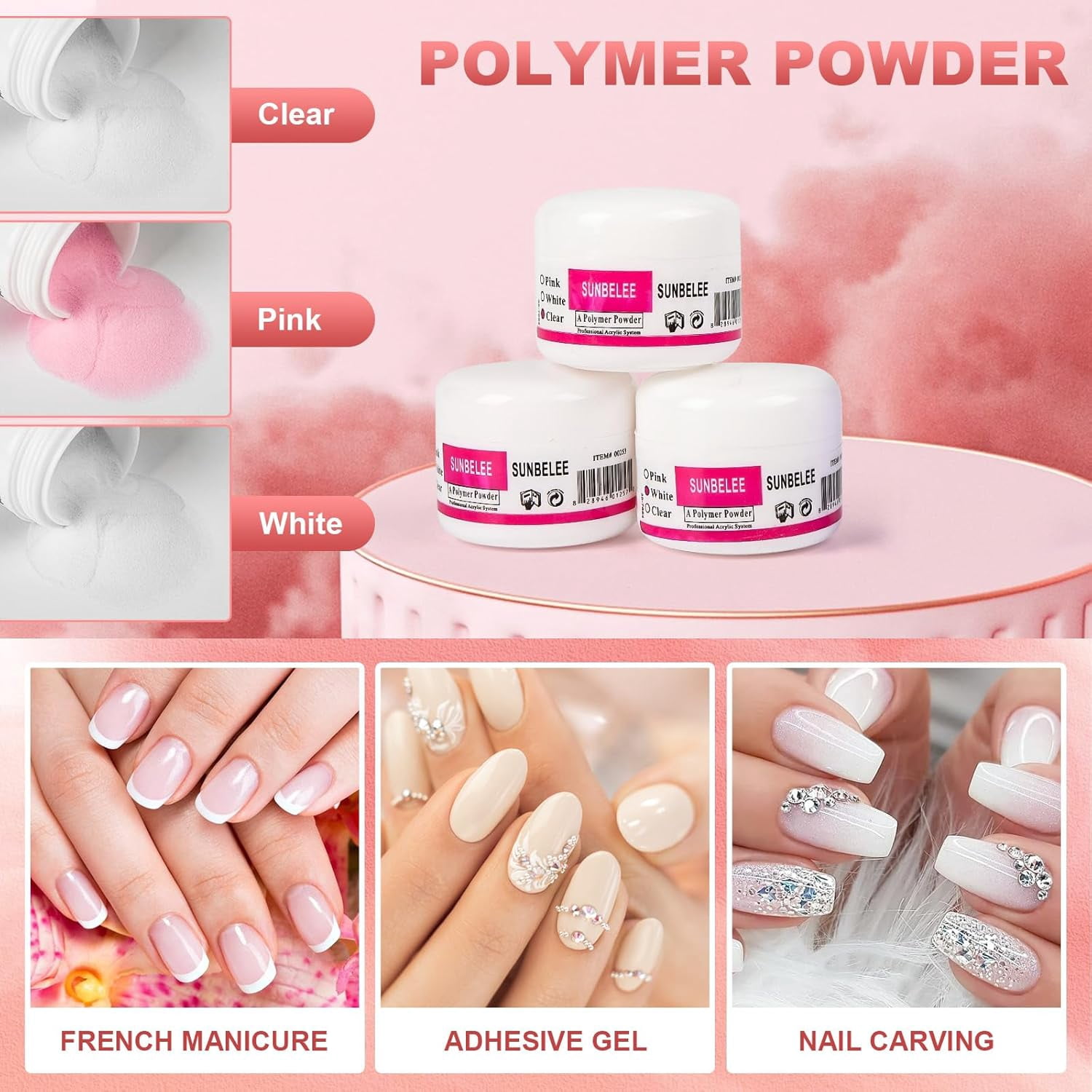 E Acrylic Nail Kit for Beginners with Everything, with Professional Gel Nail Polish Kit with UV Light Nail Kit Set Acrylic Powder Kit Nail Art Tips Nail Art Decoration,DIY Nail Art Tool Nail Supplies