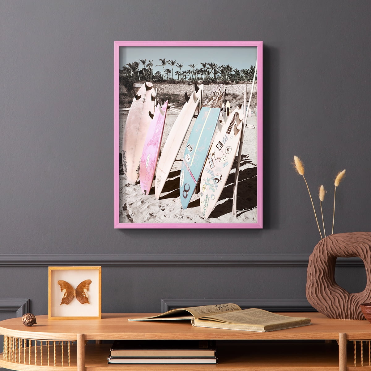 Wave Ready Framed Print in Pink Solid Wood 11 x 14 Framed Print