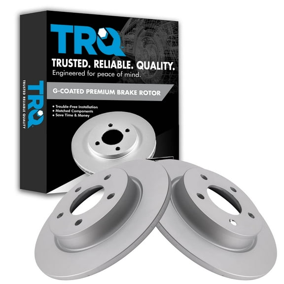 TRQ Rear Brake Rotors Set Solid Premium G-Coated Fits Select 2004-2013 Mazda 3