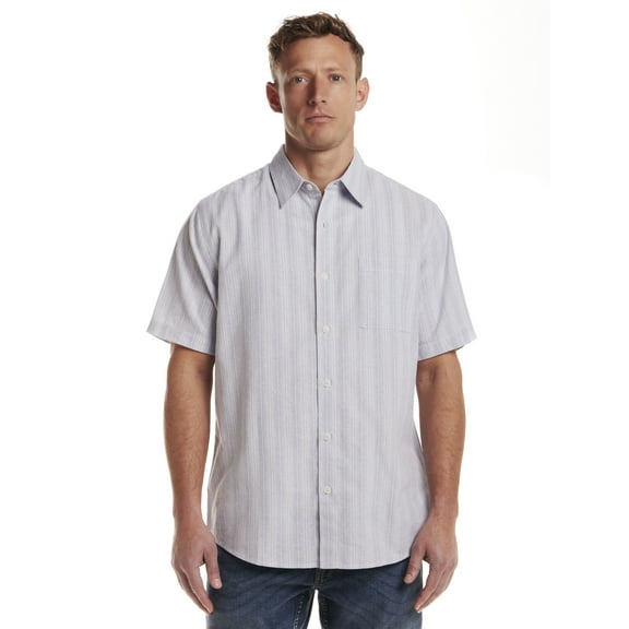 Frontier Threads Men's Short Sleeve Textured Stripe Buttondown Shirt