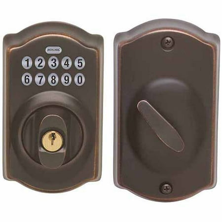 schlage keypad bronze deadbolt aged camelot walmart