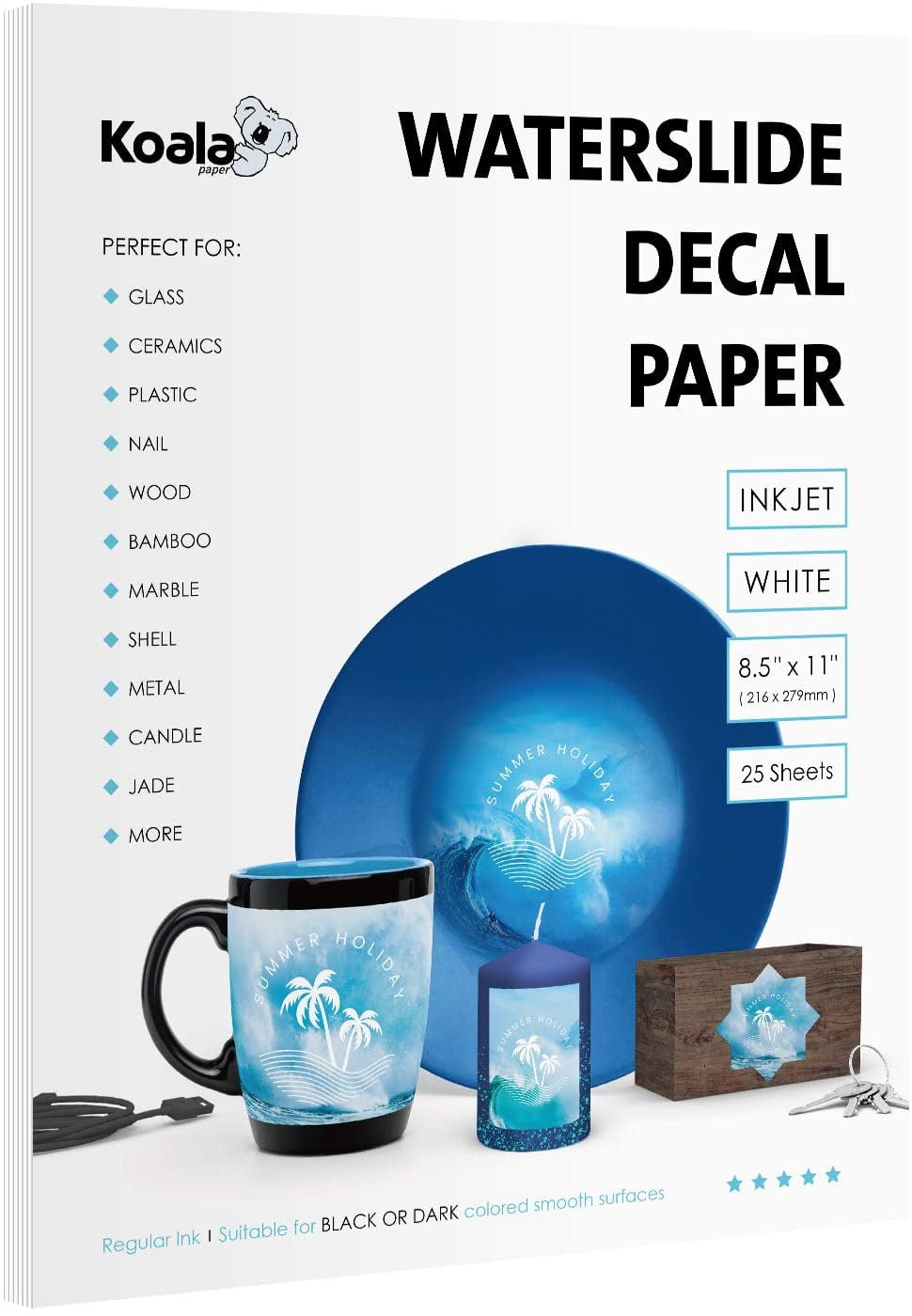 Koala Waterslide Decal Transfer Paper 25 Sheets White 8.5x11 inches
