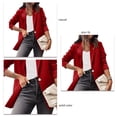 thumbnail image 3 of Chaqueta de traje Color sólido Slim Fit Mangas largas Casual Mujer Chaqueta de oficina para otoño Primavera Rojo S, 3 of 4