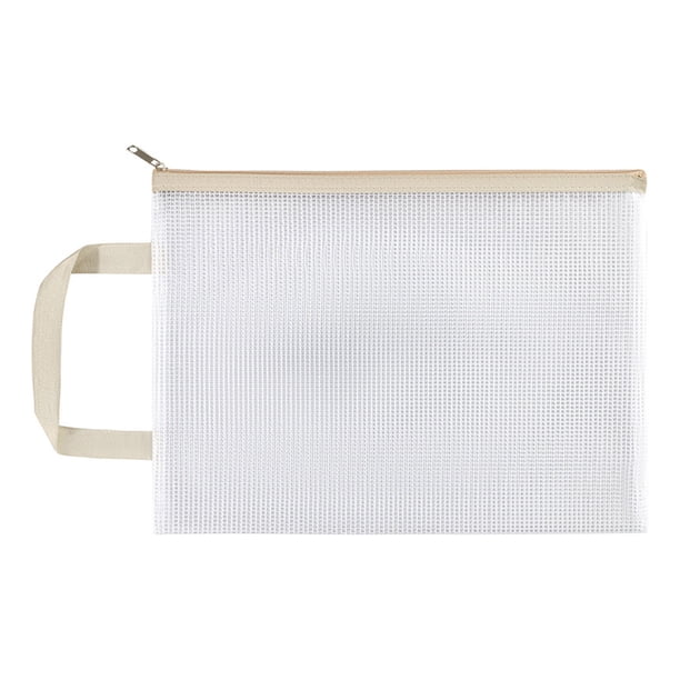 Bolsa de malla con cremallera, tamaño carta A4, de plástico transparente, impermeable, para guardar documentos, para viajes, escuela y oficina.