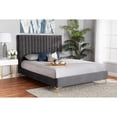 thumbnail image 7 of Baxton Studio Serrano Contemporary Glam and Luxe Grey Velvet Fabric Upholstered and Gold Metal Full Size Platform Bed, 7 of 7