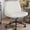 Beige-PU Leather-With Wheels, variant on Armless Criss Cross Legged Office Chair, Desk Chair No Wheels, PU Leather, Gray